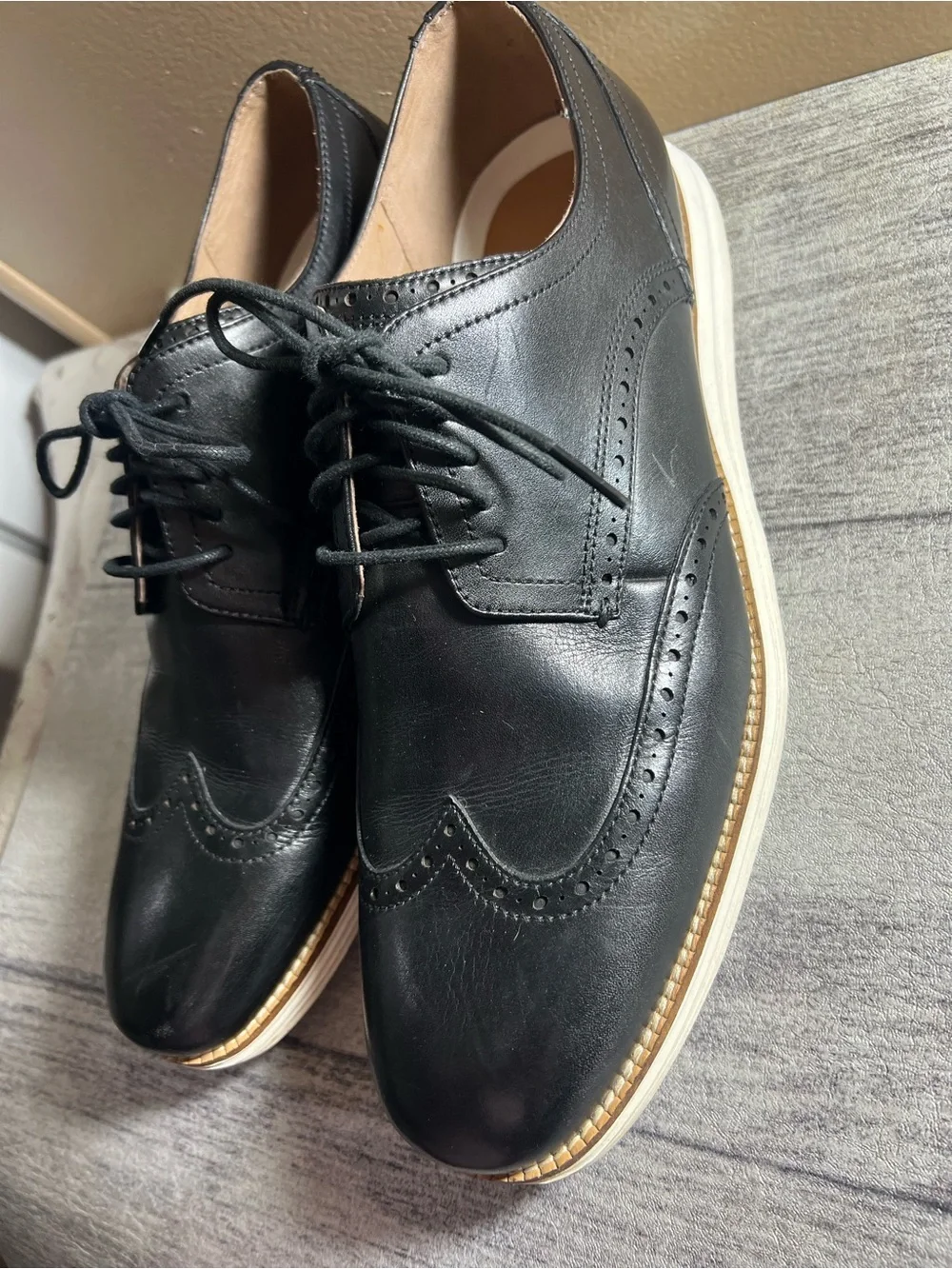 Cole Haan Men's Original Grand Shortwing Oxford in Black Leather Shoes Size 13M